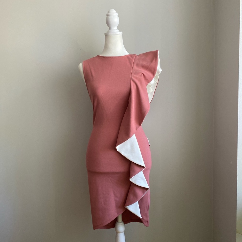 Akira Ruffle Side Sleeveless Fitted Mini Dress
